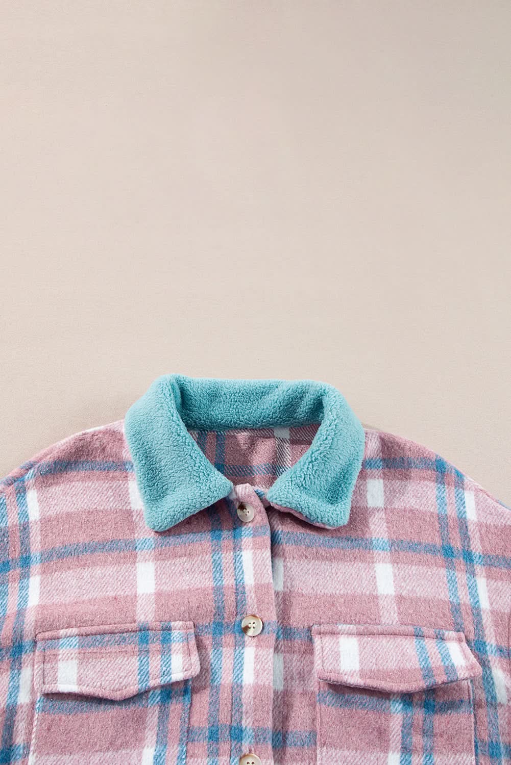 Pink plaid color block shacket - Love Salve